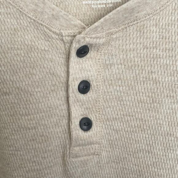 George Beige Waffle Knit Thermal Henley Long Sleeve T-shirt Men Size 3XL (54-56) - Picture 2 of 7